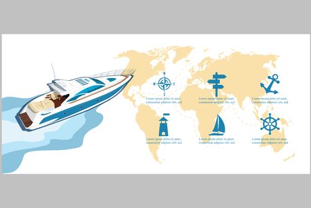 Top view speed boat on water posterのイラスト素材