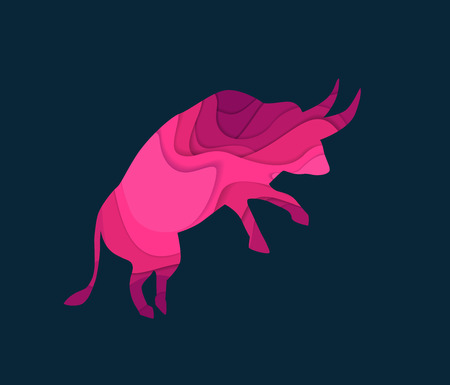 Taurus astrology sign, paper cut style horoscopeのイラスト素材