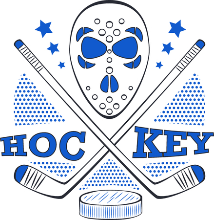 Hockey label in pop art style.のイラスト素材