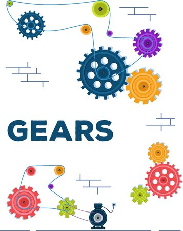 Mechanism from rotating gears and cogsのイラスト素材
