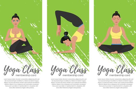 Yoga class vertical flyers in flat styleのイラスト素材