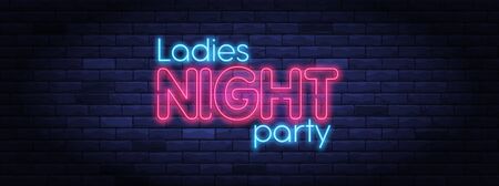Ladies night party neon bannerのイラスト素材