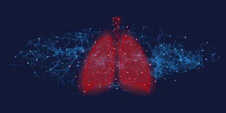 Futuristic medical concept with red human lungs