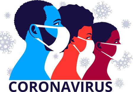 African family wearing disposable medical masksのイラスト素材