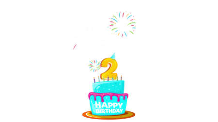 Happy Birthday cake animation with alpha channel.の写真素材