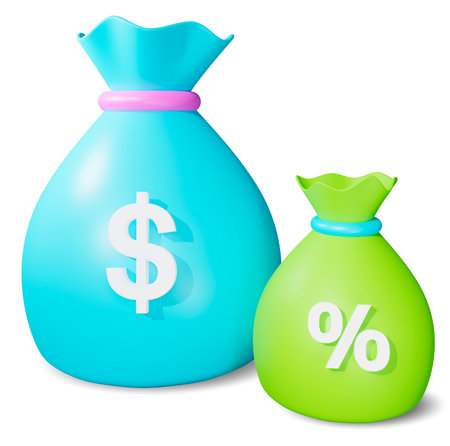 Money bags with dollar sings, 3d illustration.の写真素材