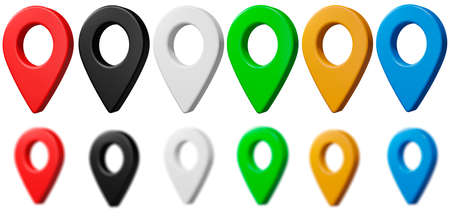Colorful map location pinpointers set. 3D renderの写真素材