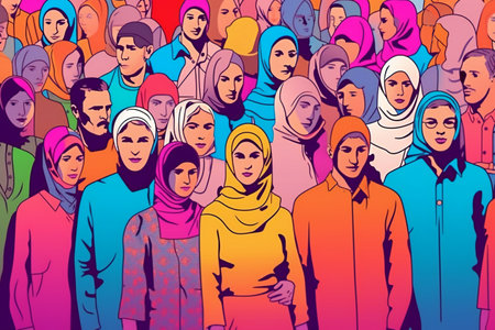 Group of people. AI generated illustrationの素材