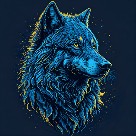 T-shirt design with wolf portrait. AI generated illustrationの素材