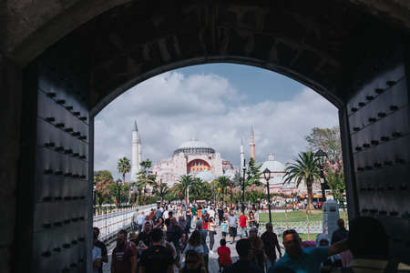 ISTANBUL TURKEY - August 2019: Hagia Sophia Hagia Sofia, Ayasofya Byzantine architecture, city landmark and architectural world wonder.のeditorial素材