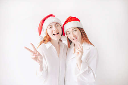 Merry Christmas and happy new year. Two women