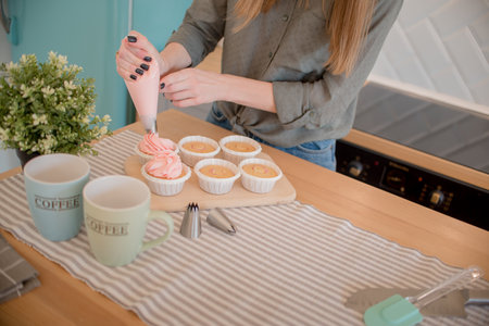 beautiful pink cakes on the table, on a stand, on the table