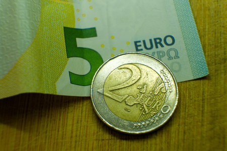 euro close-up. money depreciation concept. global inflation.