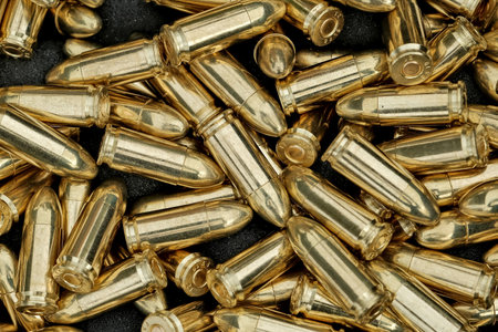 live ammunition close-up. cartridges. cartridges are on the table