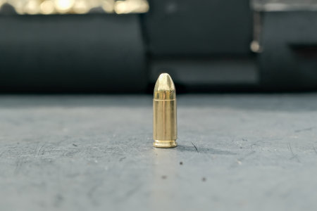 live ammunition close-up. cartridges. cartridges are on the table