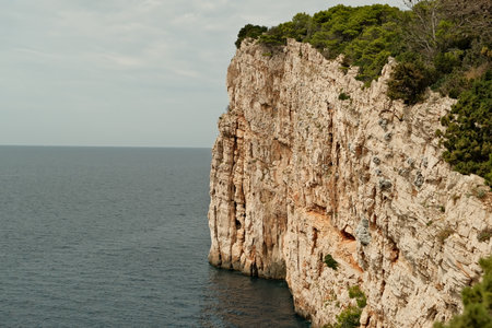 Limestone cliffs on the coast of the Mediterranean Sea in Montenegroの写真素材