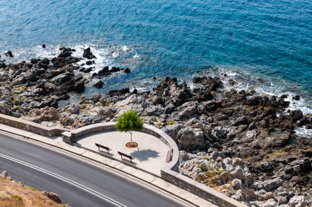 Coastal road in the city of Rethymnon on the island of Crete