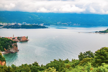View of the old town of Budva, Montenegro.の写真素材