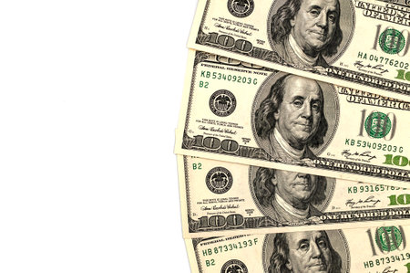 Hundred dollar bills isolated on white background