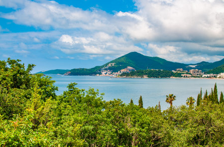 Panoramic view of Budva Riviera in Montenegro.の写真素材