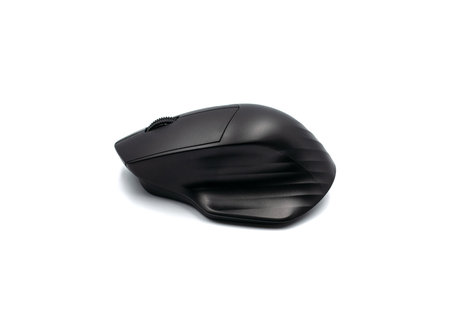 Black computer mouse on white background