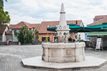 Drinking fountain of Karacha on Bellavista Square in the city of Herceg Novi, Montenegro.の写真素材