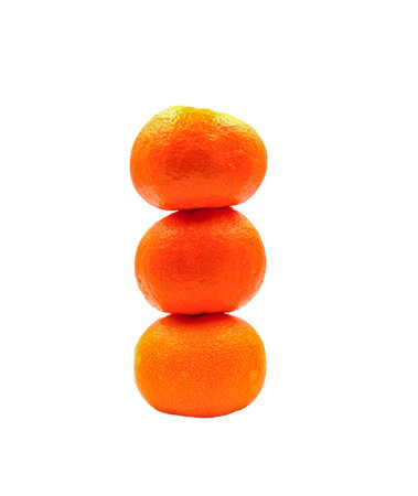 Ripe tangerines on a white backgroundの写真素材