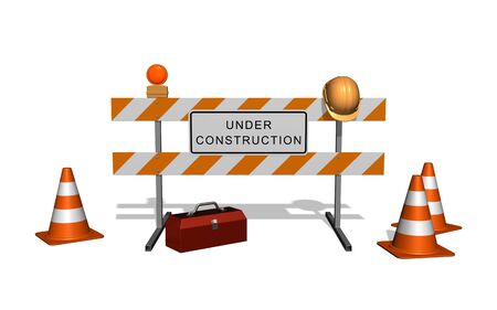 Area is under construction. Isolated on the white backgroundの写真素材