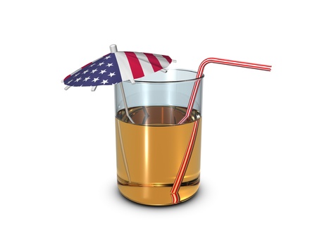 Cocktail for the Independence Day. Isolated on the white backgroundの写真素材