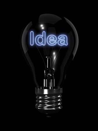 Idea light bulb. Isolated on the black backgroundの写真素材