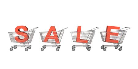 Sale shopping carts. Isolated on the white backgroundの写真素材