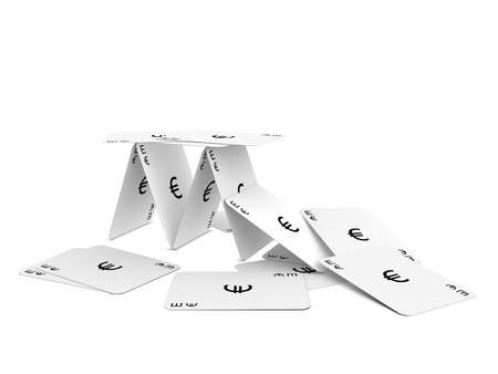 Euro card tower. Isolated on the white background.の写真素材