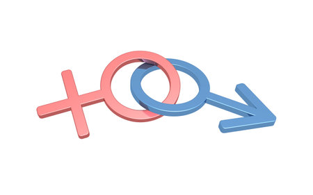 Male and Female symbols joined. Isolated on the white background.のeditorial素材