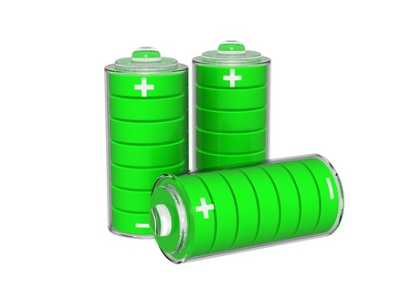 Set of green batteriesの写真素材