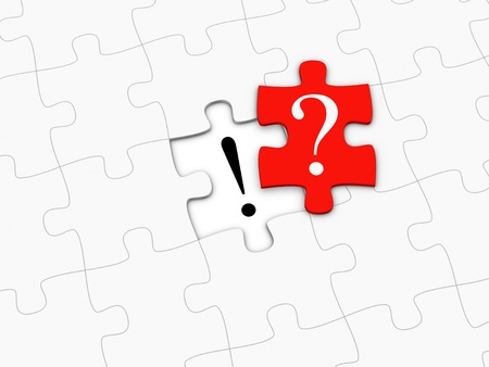 Red puzzle piece with question mark.の写真素材