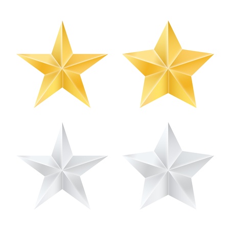 Set of golden and silver stars. のイラスト素材