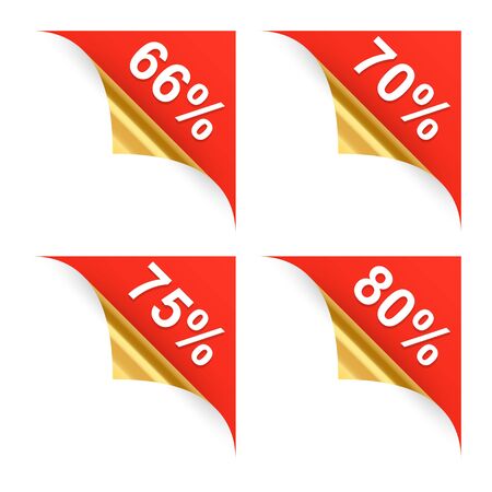 Curled corner shopping banners  Part three  Vector illustration のイラスト素材