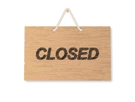 Closed wooden shop signboard. のイラスト素材