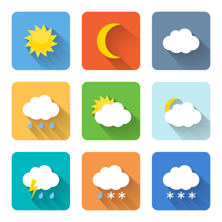 Flat weather icons. Vector illustrationのイラスト素材