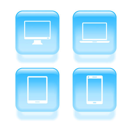 Glassy device icons. Vector illustrationのイラスト素材
