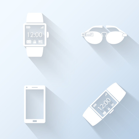Flat smart wearable device icons. Vector illustrationのイラスト素材