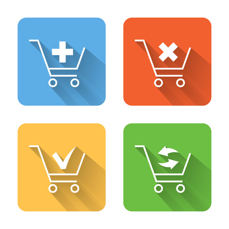 Flat shopping cart icons. Vector illustrationのイラスト素材