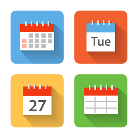 Flat calendar icons. Vector illustrationのイラスト素材