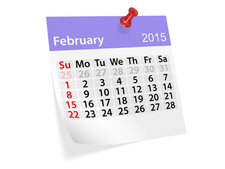 Monthly calendar for year 2015. Februaryの写真素材