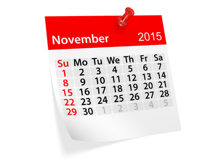 Monthly calendar for year 2015. Novemberの写真素材