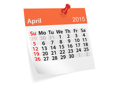 Monthly calendar for year 2015. Aprilの写真素材