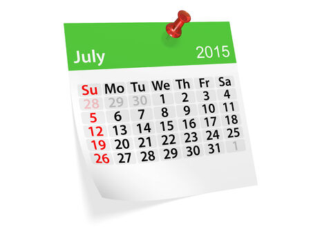 Monthly calendar for year 2015. Julyの写真素材
