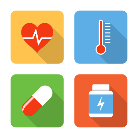 Flat healthcare icons. Vector illustrationのイラスト素材