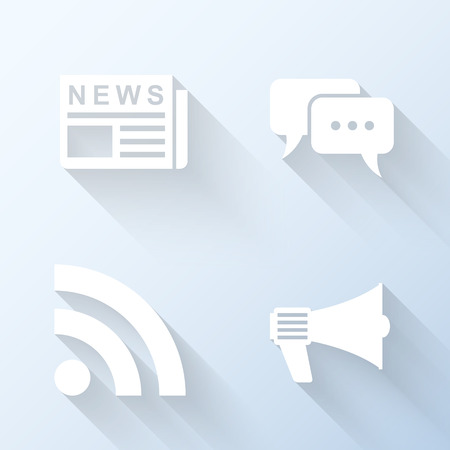 Flat news icons with long shadows. Vector illustrationのイラスト素材