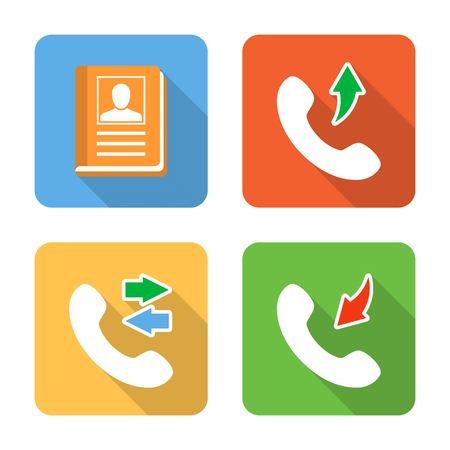 Flat contacts icons with long shadows. Vector illustrationのイラスト素材